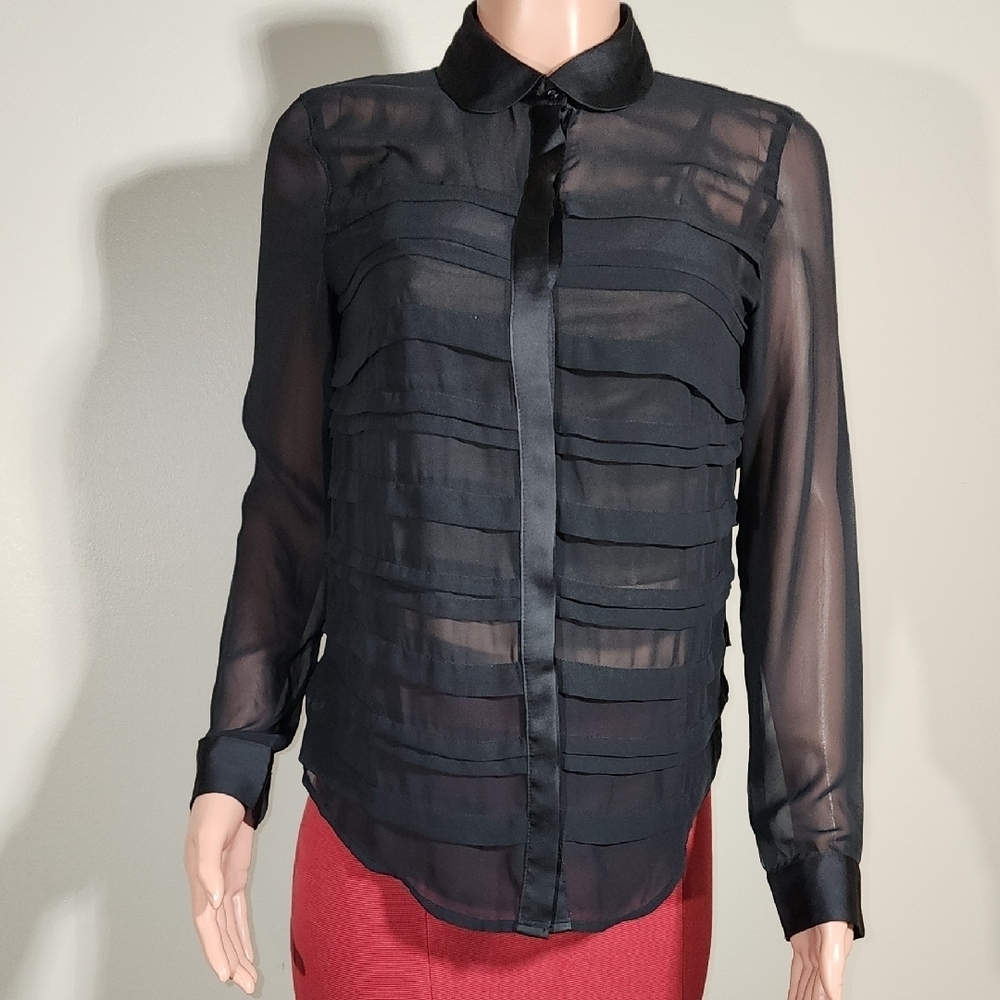 Elle Black Sheer Striped Blouse